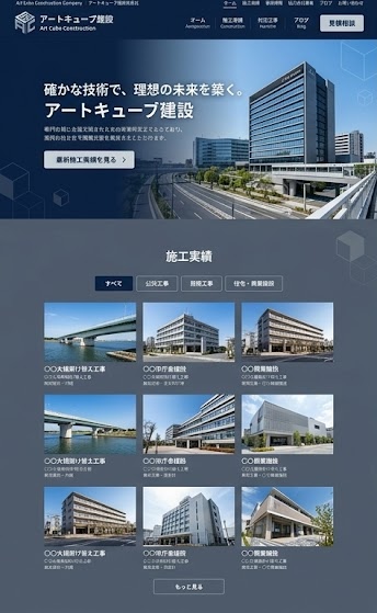 建設会社サイトのサンプル画像
