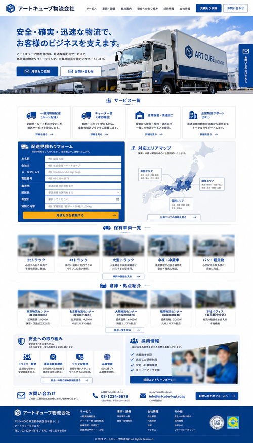 運送・物流会社サイトのサンプル画像