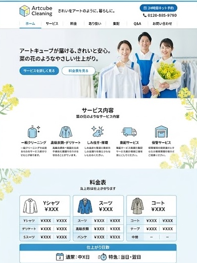 クリーニング店サイトのサンプル画像