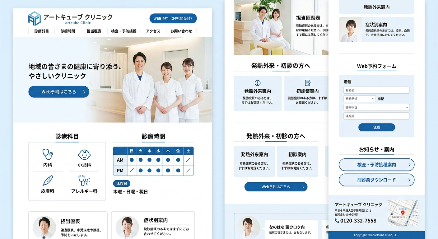 クリニックサイトのデザインサンプル