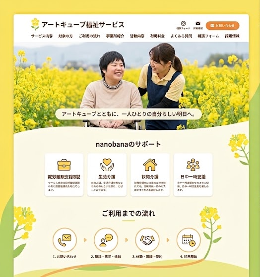 福祉サービスサイトのPC・スマホ表示イメージ